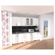 Bucatarie Zebra 2.6m MDF Alb - frezare dreapta